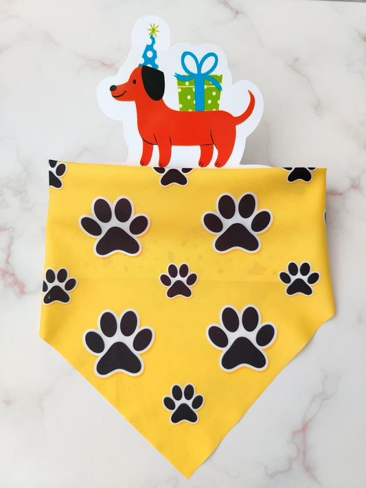 Pañoleta Huellitas para Mascotas Amarillo y Negro