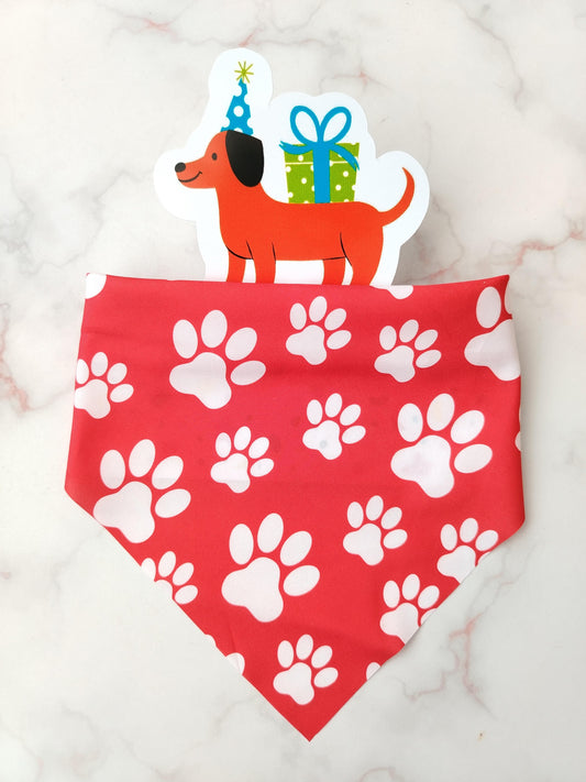 Pañoleta Huellitas para Mascotas Rojo