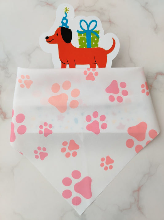 Pañoleta para Mascotas Huellitas Blanco y Rosa