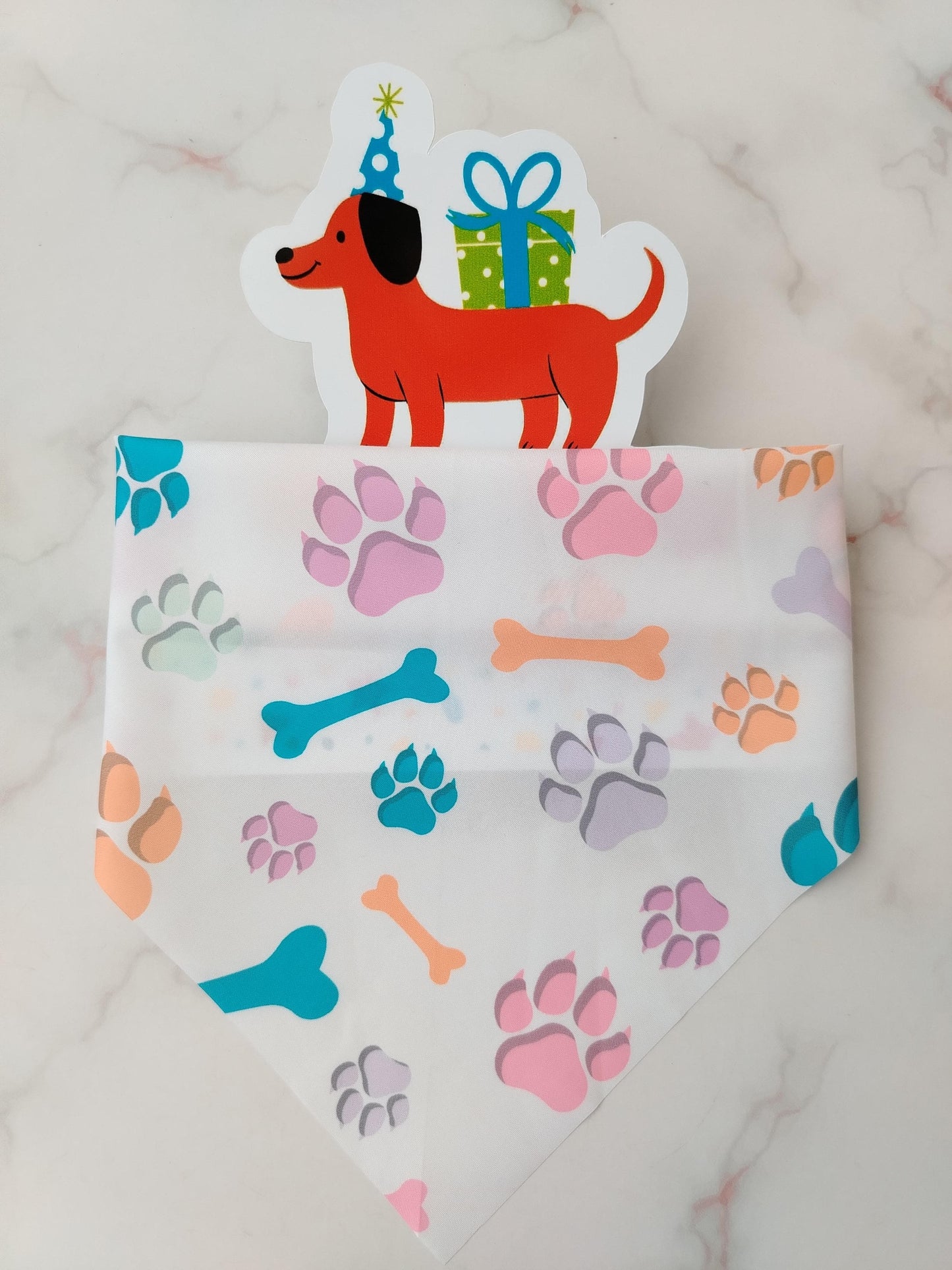 Pañoleta para Mascotas Huellitas y Huesito Blanco