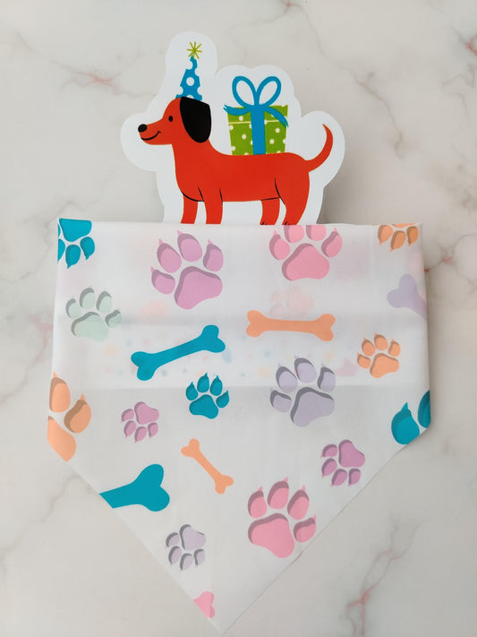 Pañoleta para Mascotas Huellitas y Huesito Blanco