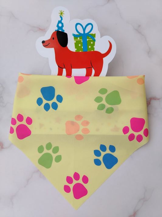 Pañoleta para Mascotas Huellitas Amarillo Colorido