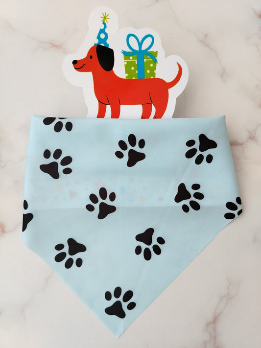 Pañoleta para Mascotas Huellitas Celeste Claro