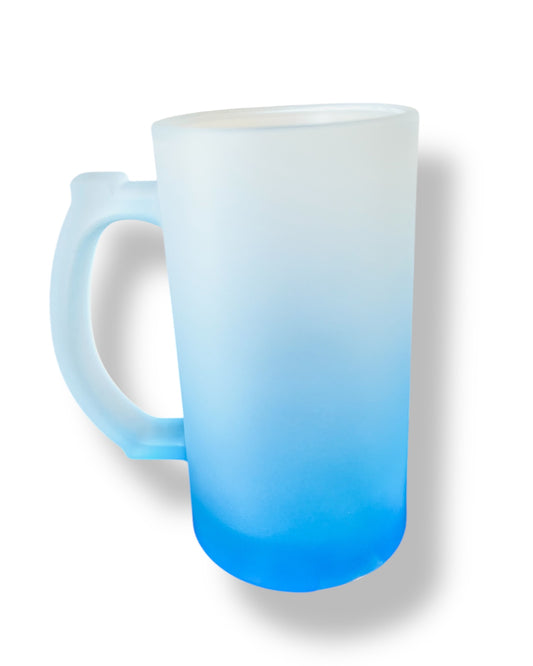 Chopera esmerilada con degradado azul, perfecta para personalizar con frases o nombres